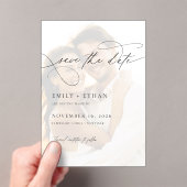 Chic Script Overlay Fotobruiloft Sla de datum op Acryl Uitnodigingen (Insitu (Draagbaar))