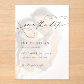 Chic Script Overlay Fotobruiloft Sla de datum op Acryl Uitnodigingen (Voorkant)