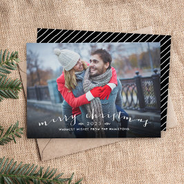 Chic Script Overlay-kerstfotokaart Feestdagenkaart