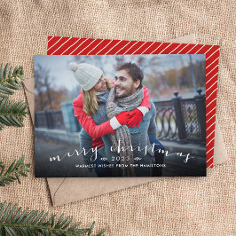 Chic Script Overlay-kerstfotokaart Feestdagenkaart
