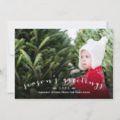 Chic Script Overlay Kerstkaart Foto Kaart (Voorkant)