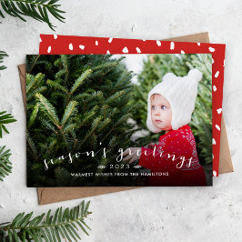 Chic Script Overlay Kerstkaart Foto Kaart