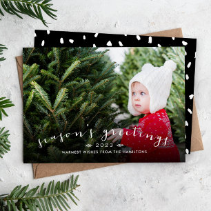 Chic Script Overlay Kerstkaart Foto Kaart