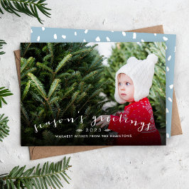 Chic Script Overlay Kerstkaart Foto Kaart