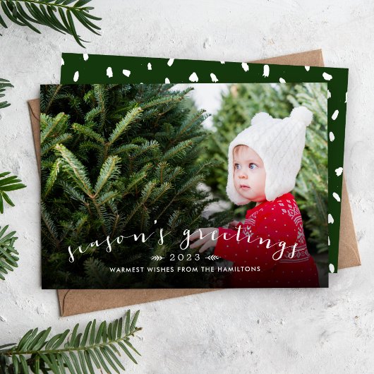Chic Script Overlay Kerstkaart Foto Kaart