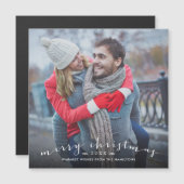 Chic Script Overlay Magnetic Christmas Photo Card (Voorkant / Achterkant)