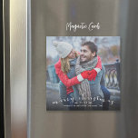 Chic Script Overlay Magnetic Christmas Photo Card<br><div class="desc">Affordable custom printed magnetic cards with one templates for customization. This stylish design features a simpele foto overlay design with "Merry Christmas" in a modern calligraphy script font. Personalize it with your foto, name, the year or other custom text. Use the design tools to edit the text funts and codus,...</div>