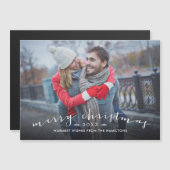 Chic Script Overlay Magnetic Christmas Photo Card (Voorkant / Achterkant)