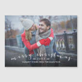 Chic Script Overlay Magnetic Christmas Photo Card (Voorkant)
