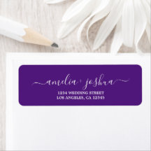 Chic Script Paars White Wedding Return-adres