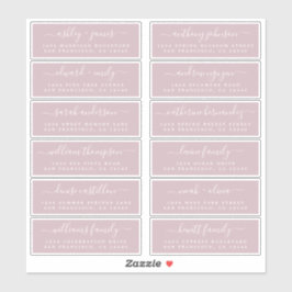 Chic Script Paarse Huwelijksgast Adreslabels Sticker