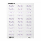 Chic Script Paarse Retouradreslabel voor Huwelijk Etiket (Full Sheet)