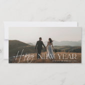 Chic Script Panoramic New Year Holiday Photo Card Feestdagenkaart (Voorkant)