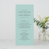 Chic Script Pastel Blue Simple Minimal Wedding Programmakaart (Staand voorkant)