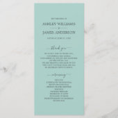 Chic Script Pastel Blue Simple Minimal Wedding Programmakaart (Voorkant)