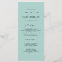 Chic Script Pastel Blue Simple Minimal Wedding Programmakaart