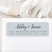 Chic Script Pastel Blue Wedding Return-adres Etiket (Insitu)