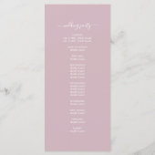 Chic Script Pastel Paars Simple Minimal Wedding Programmakaart (Achterkant)