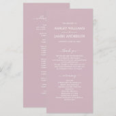 Chic Script Pastel Paars Simple Minimal Wedding Programmakaart (Voorkant / Achterkant)