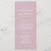 Chic Script Pastel Paars Simple Minimal Wedding Programmakaart (Voorkant)