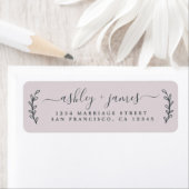 Chic Script Pastel Paars Wedding Return Address Etiket (Insitu)