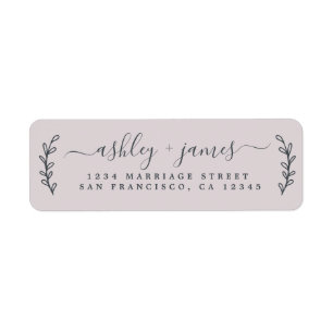 Chic Script Pastel Paars Wedding Return Address Etiket
