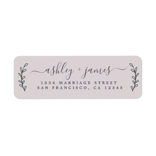 Chic Script Pastel Paars Wedding Return Address Etiket (Voorkant)