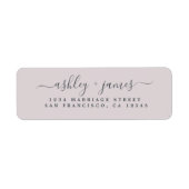 Chic Script Pastel Paarse Huwelijks Retouradres Etiket (Voorkant)