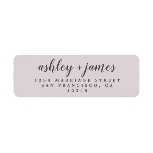 Chic Script Pastel Paarse Huwelijks Retouradres Etiket (Voorkant)