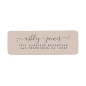Chic Script Pastel Paarse Huwelijks Retouradres Etiket (Voorkant)