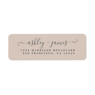 Chic Script Pastel Paarse Huwelijks Retouradres Etiket