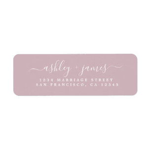 Chic Script Pastel Paarse Huwelijksretouradres Etiket