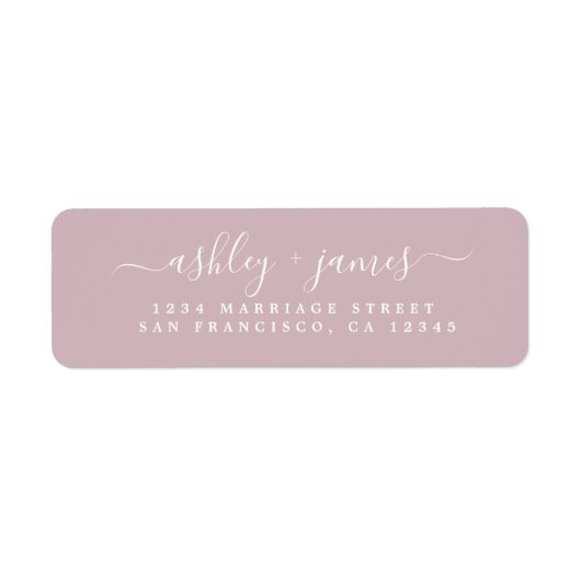 Chic Script Pastel Paarse Huwelijksretouradres Etiket (Voorkant)