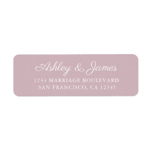 Chic Script Pastel Paarse Huwelijksretouradres Etiket