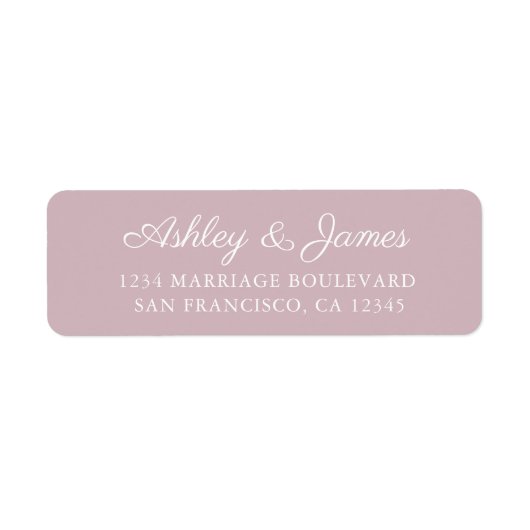 Chic Script Pastel Paarse Huwelijksretouradres Etiket (Voorkant)