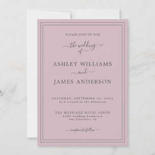 Chic Script Pastel Paarse Huwelijksuitnodiging Kaart