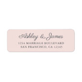 Chic Script Pastel Pink Weduwadres teruggeven Etiket (Voorkant)