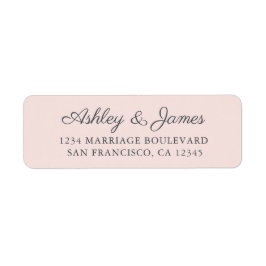 Chic Script Pastel Pink Weduwadres teruggeven Etiket