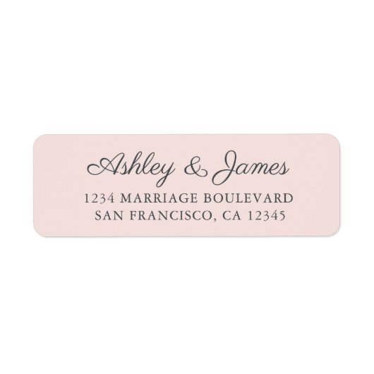 Chic Script Pastel Pink Weduwadres teruggeven Etiket (Voorkant)