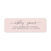 Chic Script Pastel Pink Weduwadres teruggeven Etiket (Voorkant)