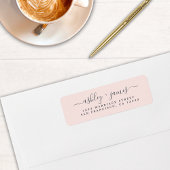 Chic Script Pastel Pink Weduwadres teruggeven Etiket