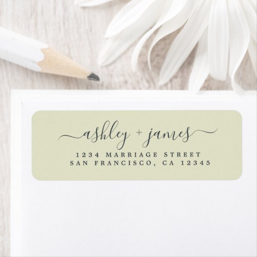 Chic Script Pastelgroene Huwelijks Retouradres Etiket (Insitu)