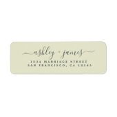 Chic Script Pastelgroene Huwelijks Retouradres Etiket (Voorkant)