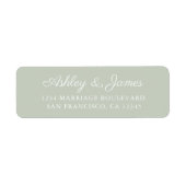 Chic Script Pastelgroene Huwelijksreactieadres Etiket (Voorkant)