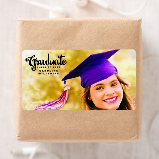 Chic Script Persoonlijk Foto Afstuderen Etiket (Insitu)