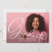 Chic Script Photo Afstuderen Aankondiging (Voorkant)