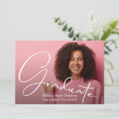 Chic Script Photo Afstuderen Aankondiging (Staand voorkant)