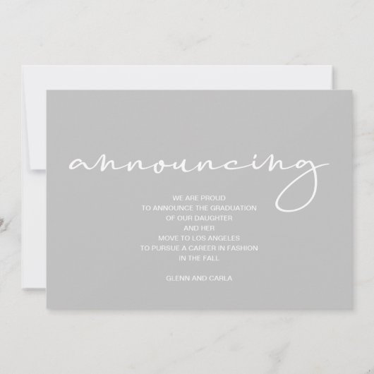 Chic Script Photo Afstuderen Aankondiging (Achterkant)