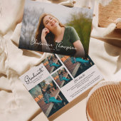 Chic Script Photo Collage Afstuderen Inivitatie Aankondiging