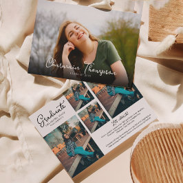 Chic Script Photo Collage Afstuderen Inivitatie Aankondiging